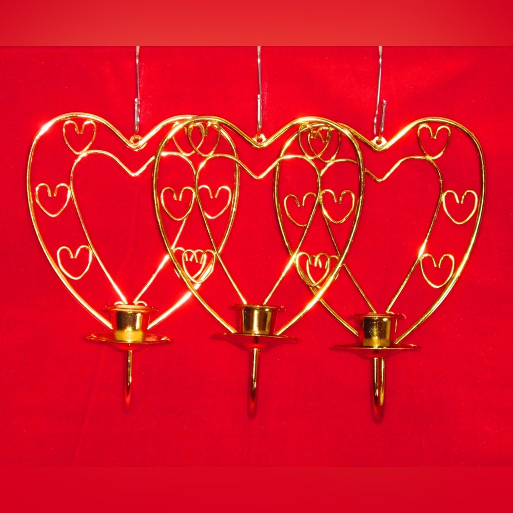 HOMCO Brass Heart Sconces Set of 3
